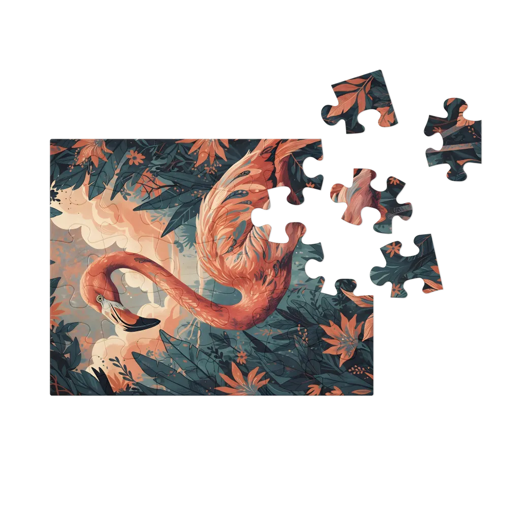 Coral Flamingo 
 Jigsaw Puzzle in Tin Box