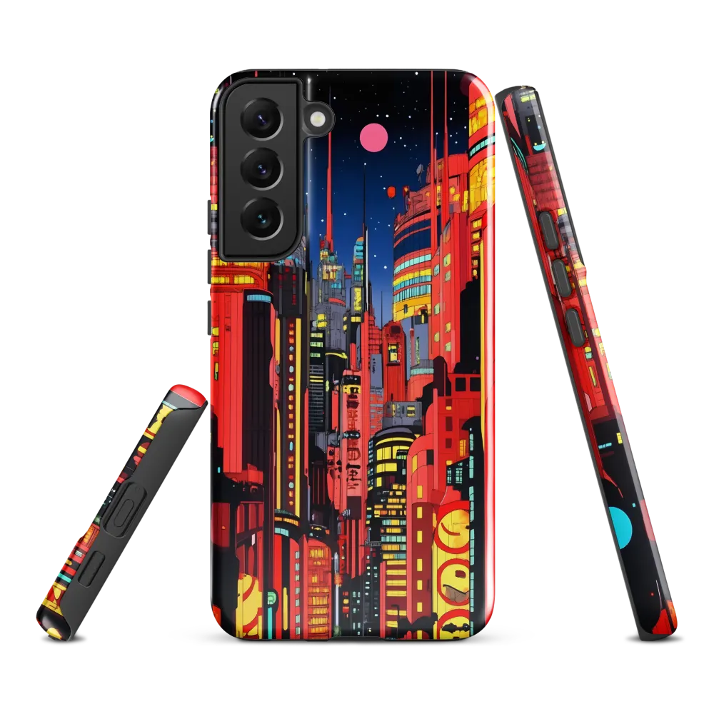Neon Dreams: A Cyberpunk Cityscape | Phone Case |  S22 Plus | Tough Case | Glossy
