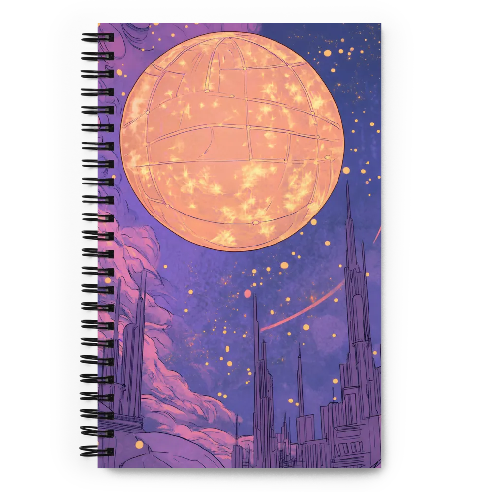 Celestial Cityscape: A Dance of Colors | Spiral Notebook