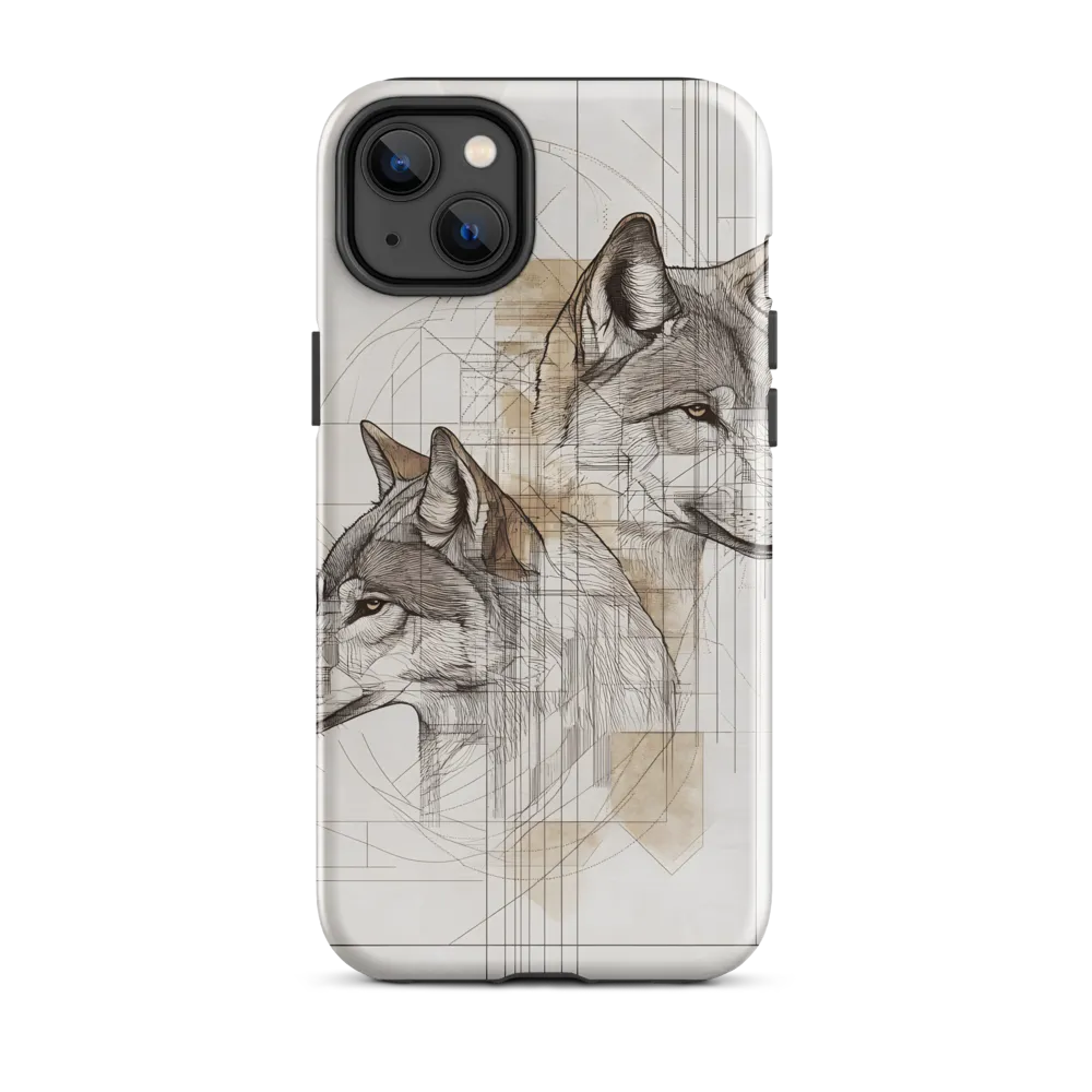 Geometric Harmony: The Essence of Wolves | Phone Case |  14 Plus | Tough Case | Glossy