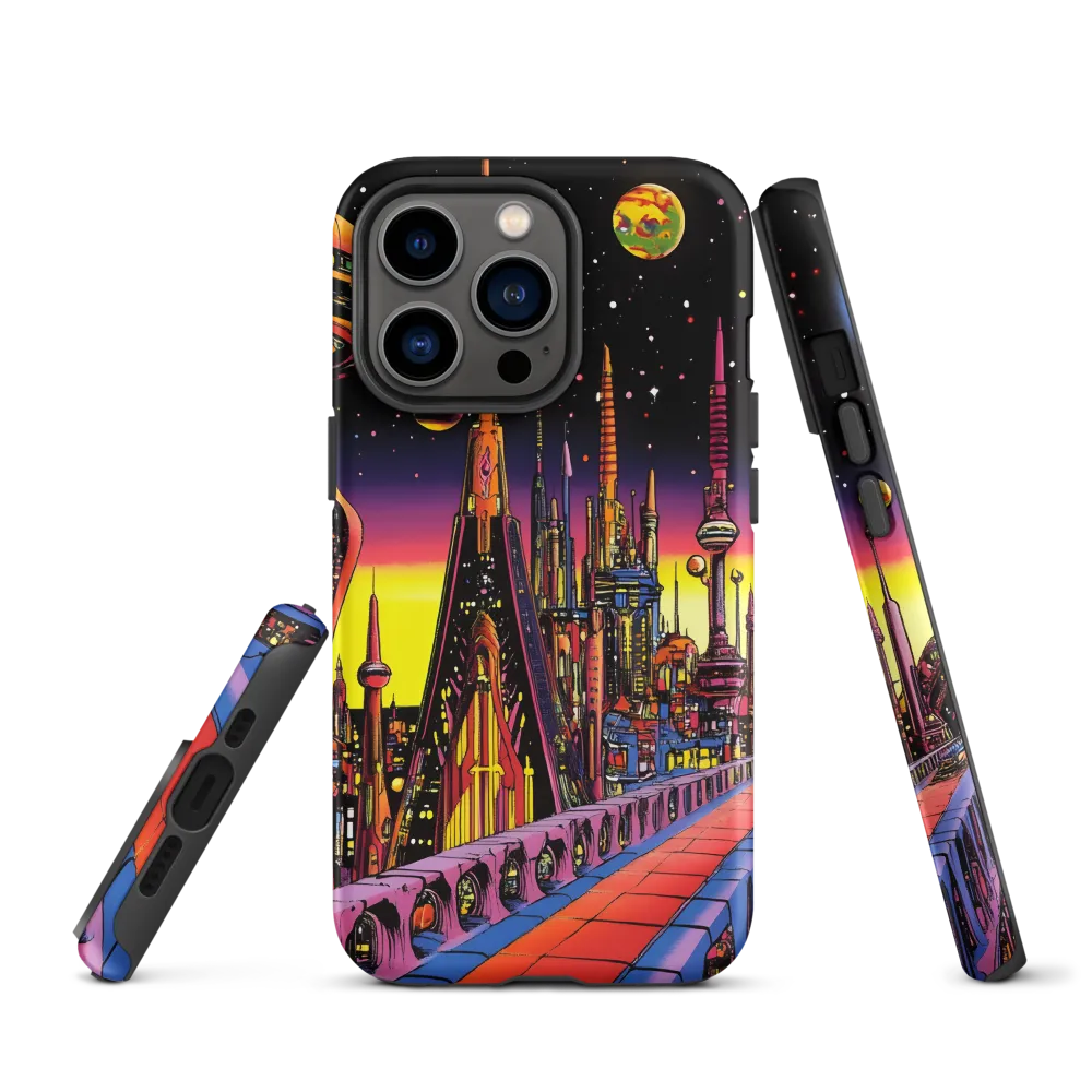 Futuristic Cosmos: A Journey Through Neon Cities | Phone Case |  13 Pro | Tough Case | Matte