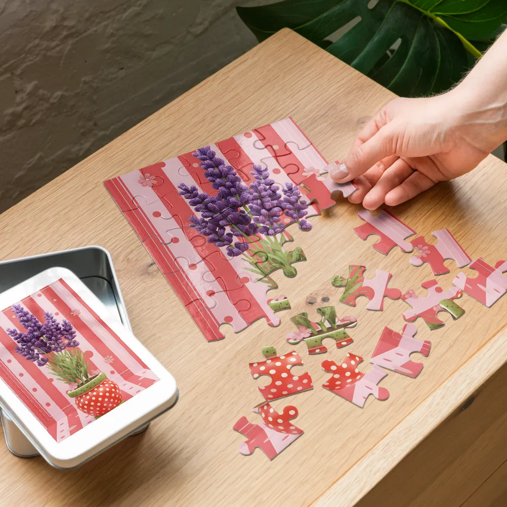 Polka-Dot Lavender 
 Jigsaw Puzzle in Tin Box