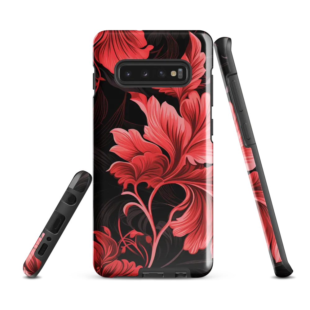 Tropical Elegance in Red | Phone Case |  S10 Plus | Tough Case | Glossy