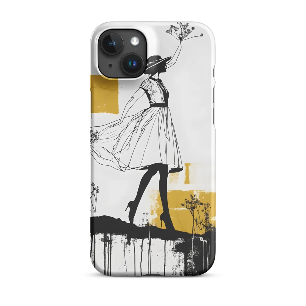 Ochre Silhouette — Woman with Wildflowers