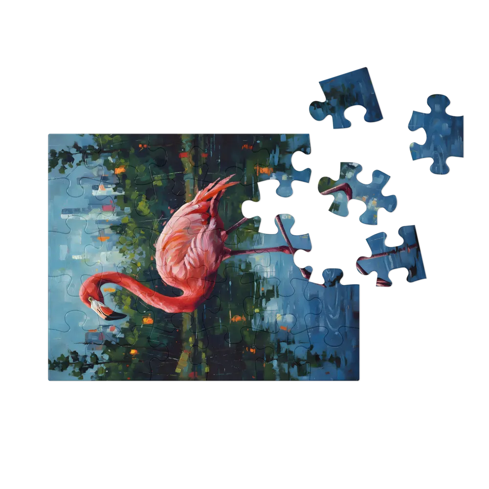Urban Flamingo 
 Jigsaw Puzzle in Tin Box