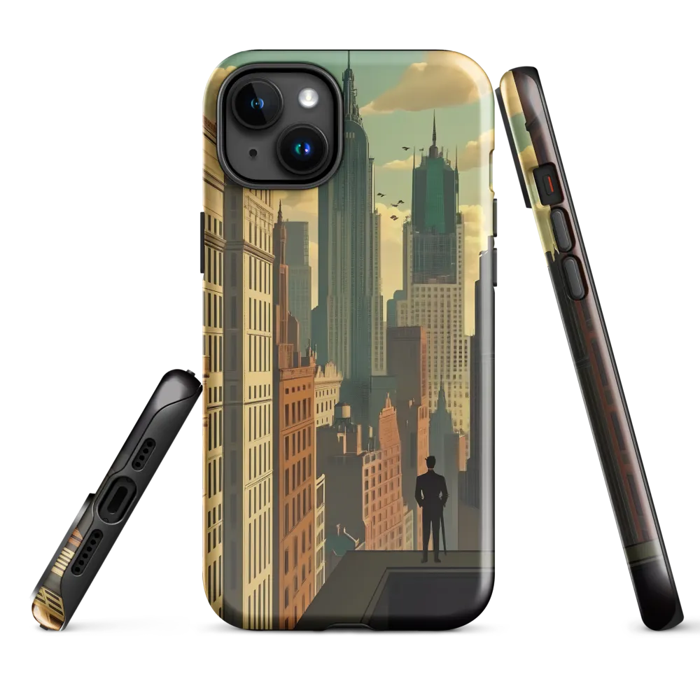 Urban Dreams: A Silhouette in Art Deco Cityscape