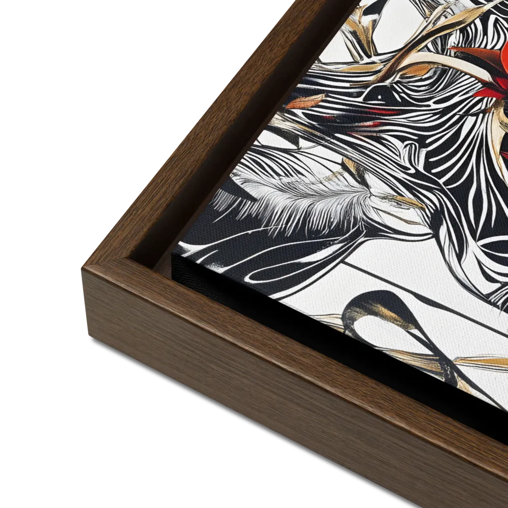 Floral Elegance: The Giraffe's Portrait | Canvas with Brown Frame | 16″×16″