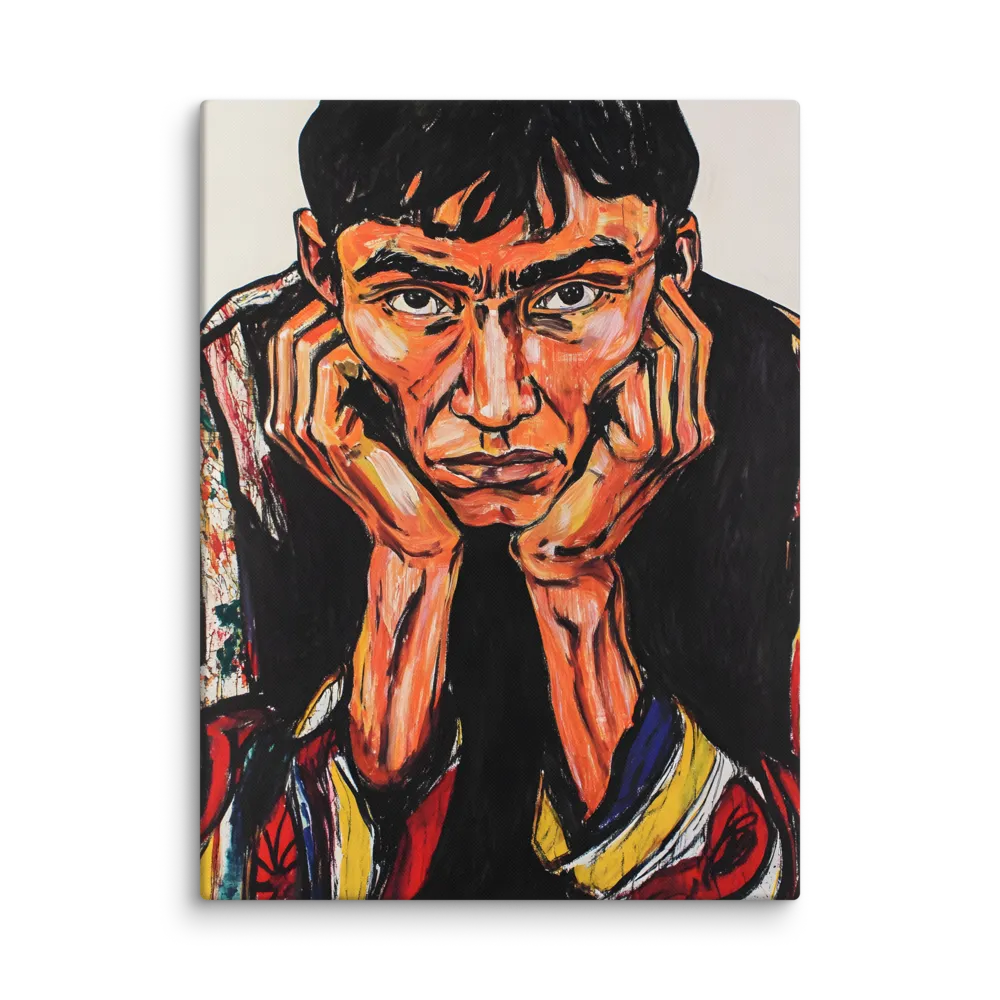 Contemplative Intensity: An Expressionist Portrait | Canvas | 30″×40″