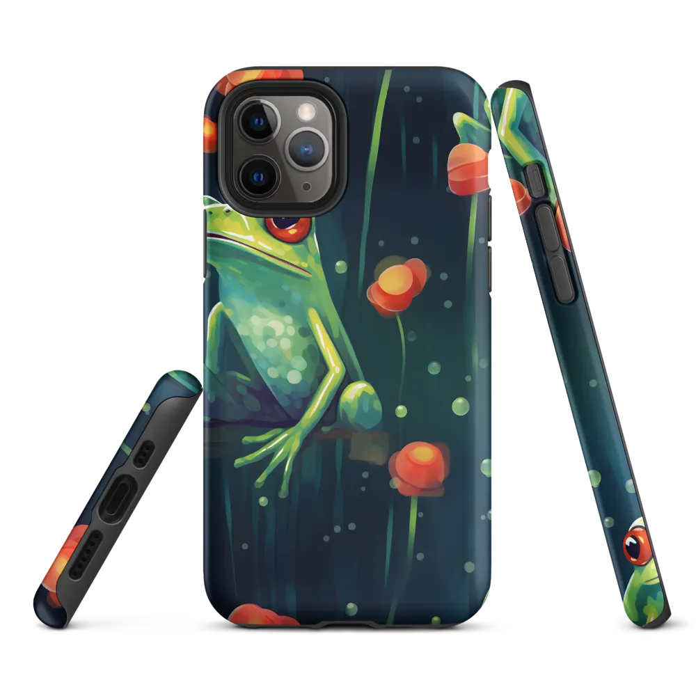 Playful Frogs in a Lush Pond