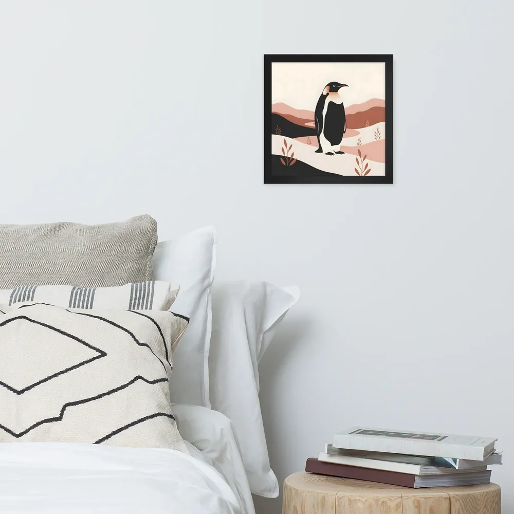 Terracotta Penguin 
 Poster with Black Frame | 12″x 12″