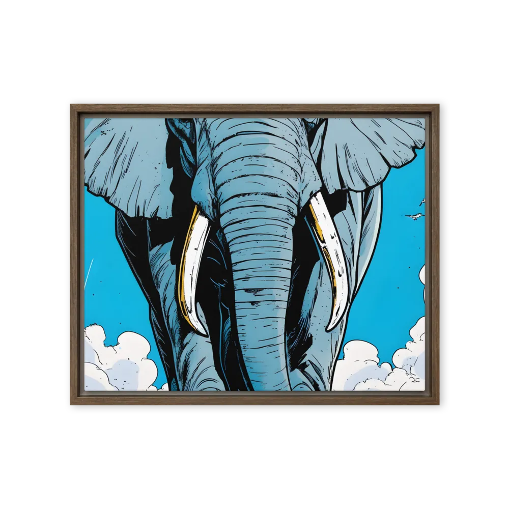 Majestic Presence: The Elephant | Canvas with Brown Frame | 16″×20″
