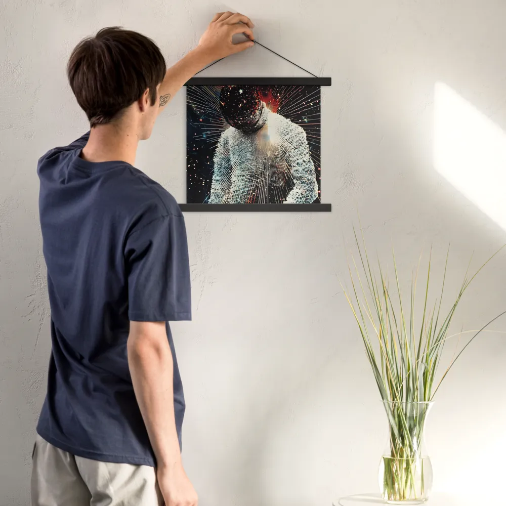 Ethereal Astronaut: A Journey Through the Cosmos | Poster With Black Wood Hanger | 14″×14″