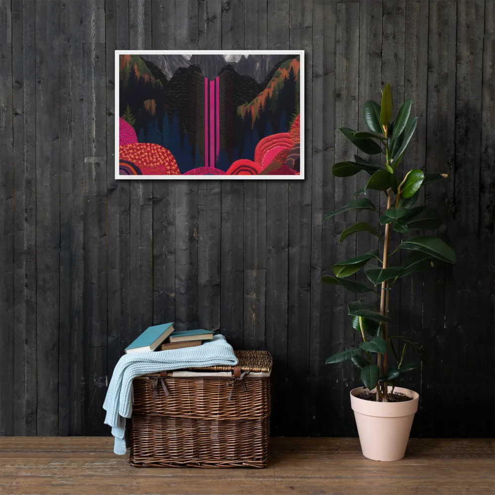 Ethereal Cascade: A Surreal Landscape | Canvas with White Frame | 20″×30″