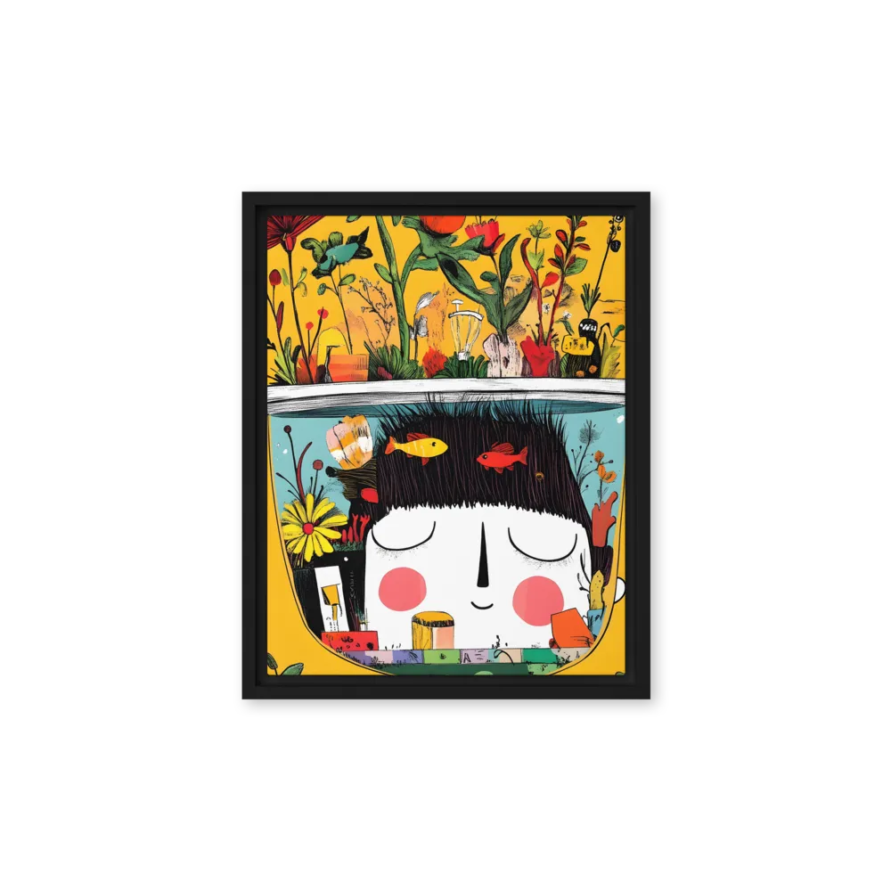 Whimsical Garden Head | Canvas with Black Frame | 11″×14″