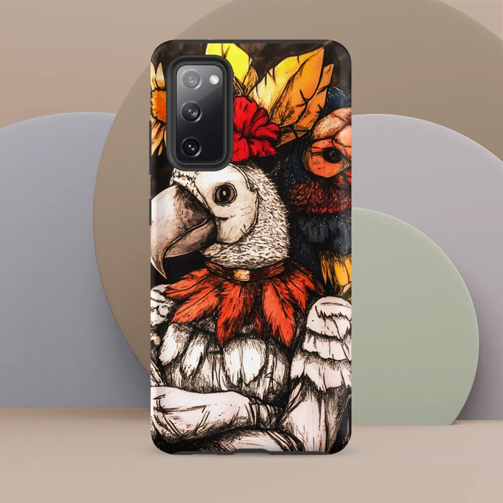The Surreal Guardian: A Dance of Feathers and Flowers