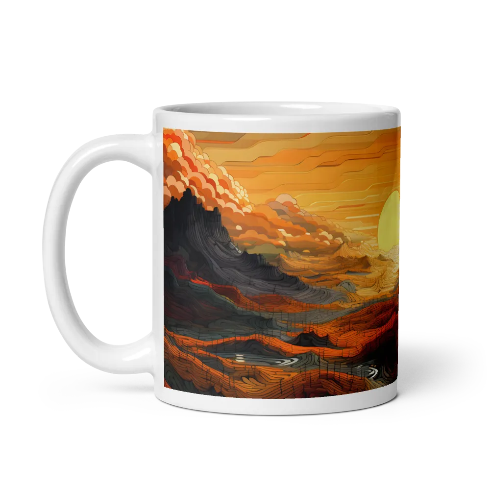 Ethereal Sunset: A Serene Landscape in Flowing Forms | Mug with White inside | 11 oz