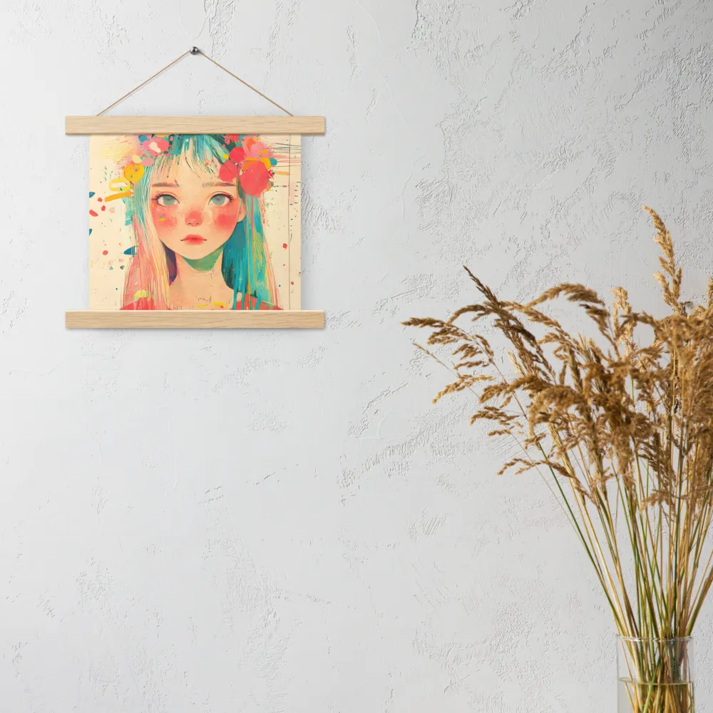 Whimsical Blossom | Poster With Oak Wood Hanger | 10″×10″