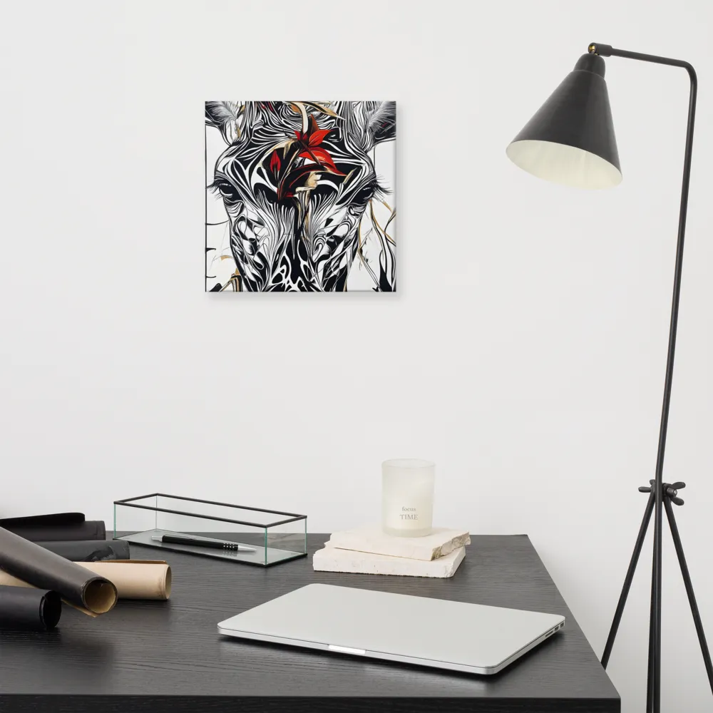 Floral Elegance: The Giraffe's Portrait | Canvas | 12″×12″