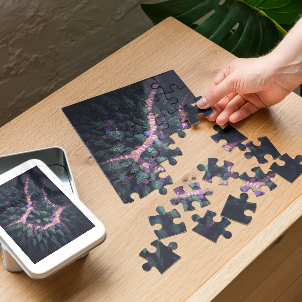 Twilight Canopy Path 
 Jigsaw Puzzle in Tin Box