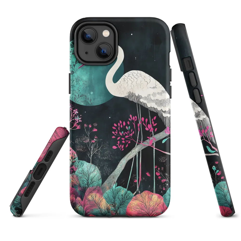 Ethereal Presence: Heron in a Floral Dreamscape | Phone Case |  14 Plus | Tough Case | Matte