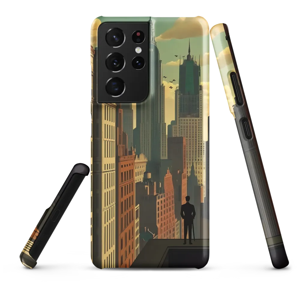 Urban Dreams: A Silhouette in Art Deco Cityscape