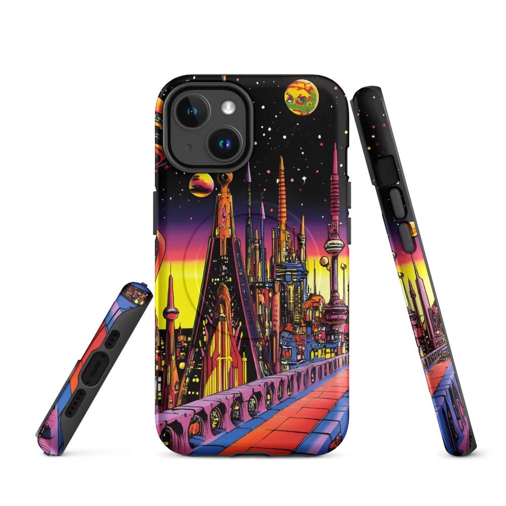 Futuristic Cosmos: A Journey Through Neon Cities | Phone Case |  14 | MagSafe® Tough Case | Matte
