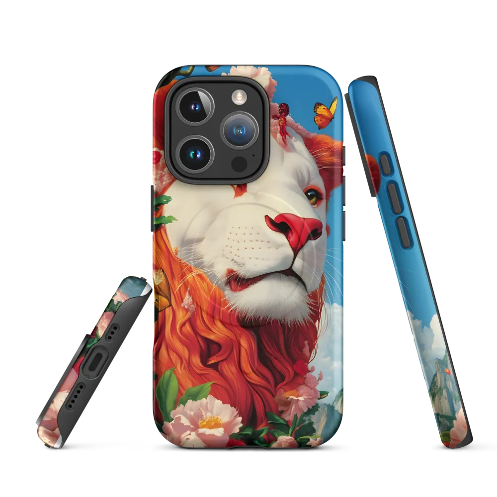Majestic Lion Amidst Floral Splendor