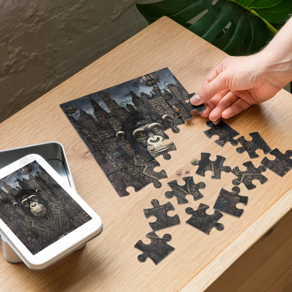 Steampunk Gentleman Chimp 
 Jigsaw Puzzle in Tin Box
