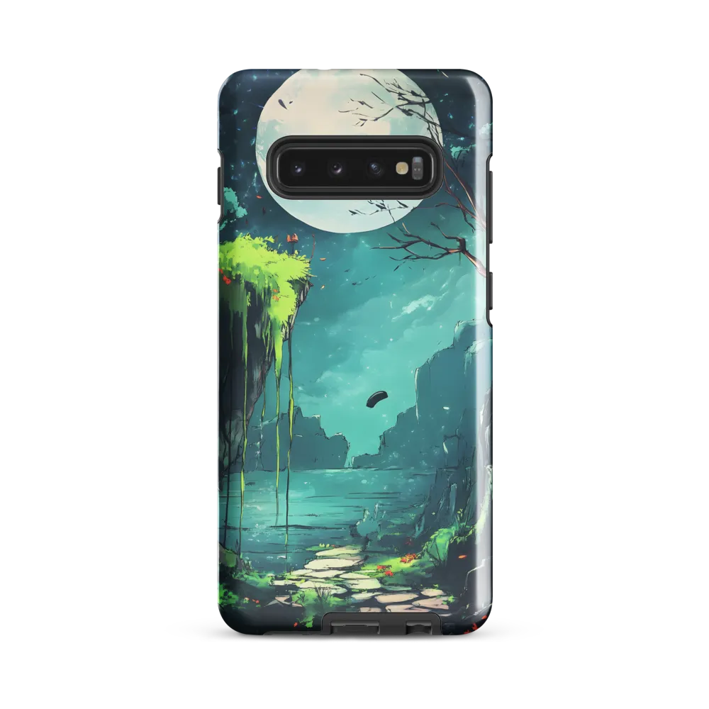 Moonlit Serenity: A Fantastical Landscape | Phone Case |  S10 Plus | Tough Case | Glossy