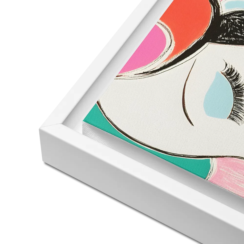 Whimsical Portrait in Colorful Abstraction | Canvas with White Frame | 12″×12″