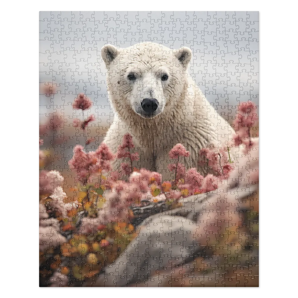 Curiosity Among Blooms: The Polar Bear | Jigsaw Puzzle | 520 pieces