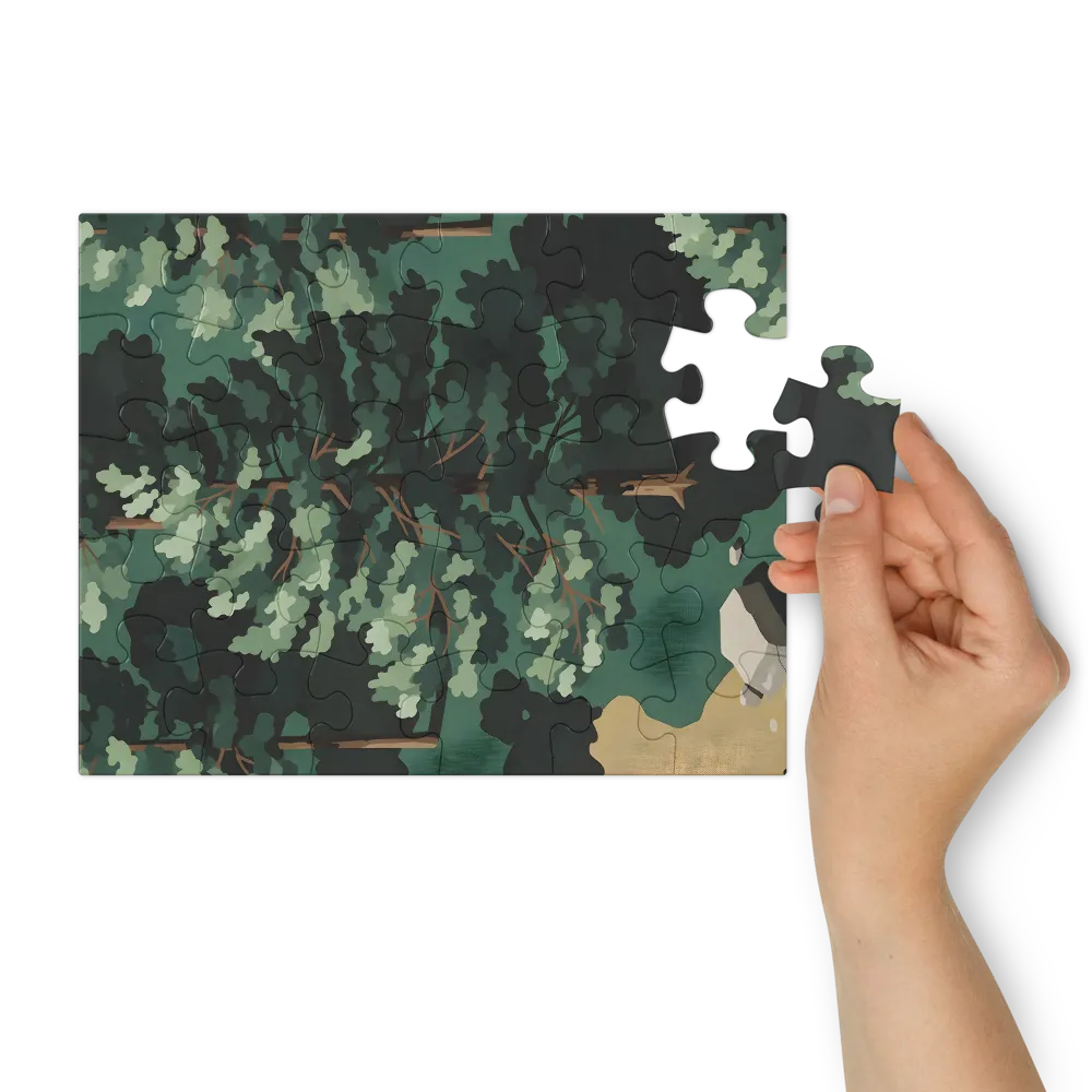 Pine Grove Pattern 
 Jigsaw Puzzle in Tin Box