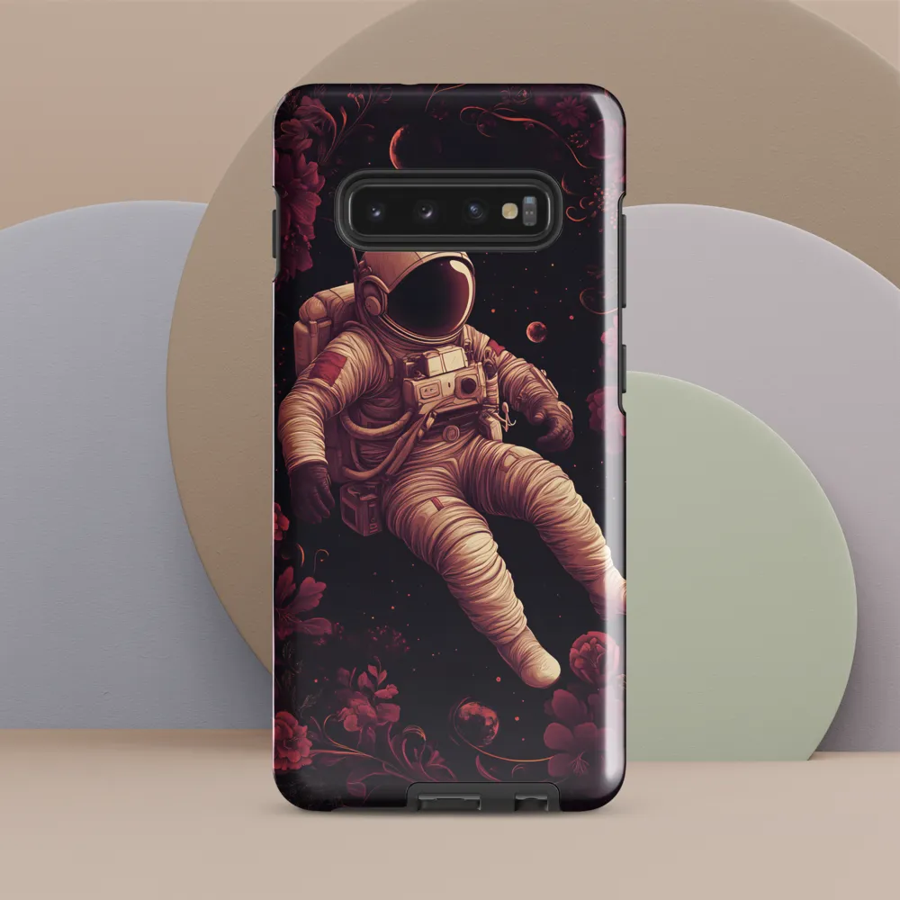 Cosmic Bloom: An Astronaut's Journey | Phone Case |  S10 Plus | Tough Case | Glossy