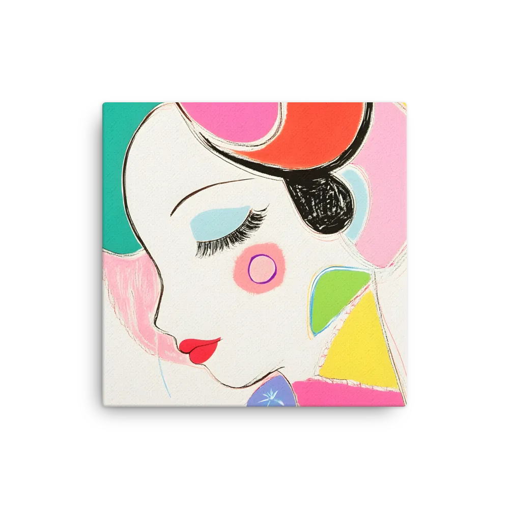 Whimsical Portrait in Colorful Abstraction | Thin Canvas | 16″×16″