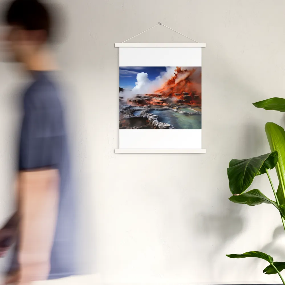 Nature's Fury: The Volcano's Expression | Poster With White Wood Hanger | 18″×24″