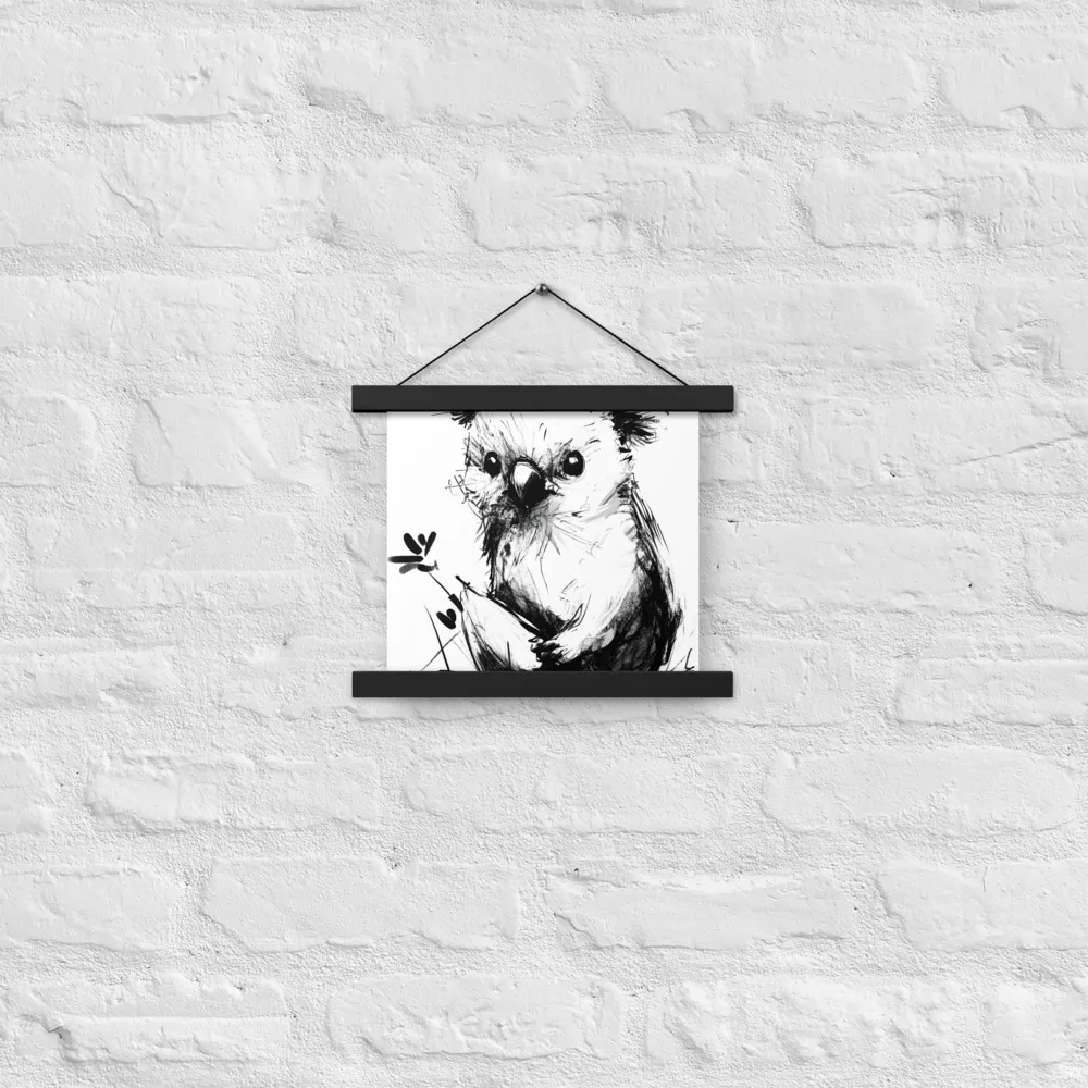 Whimsical Koala in Ink | Poster With Black Wood Hanger | 10″×10″