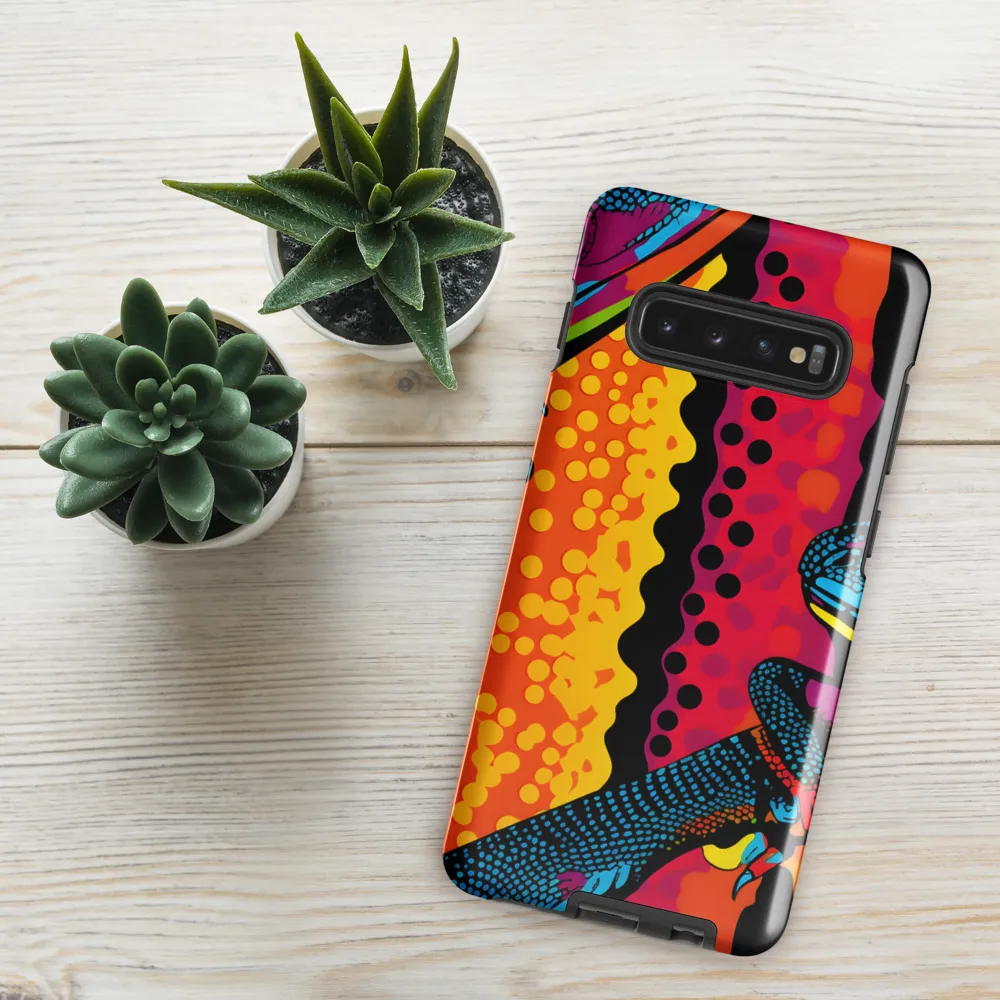 Colorful Encounters: The Playful Geckos | Phone Case |  S10 Plus | Tough Case | Glossy