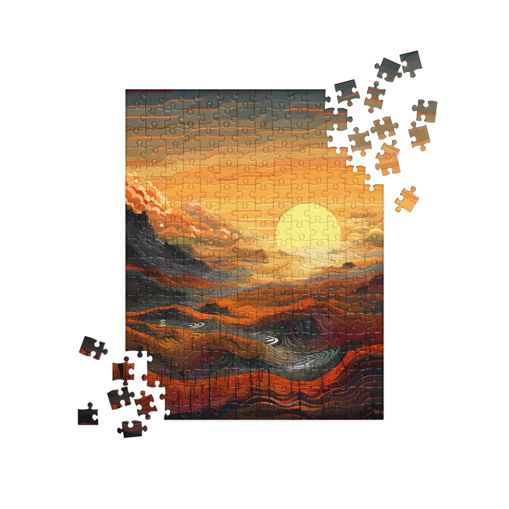 Ethereal Sunset: A Serene Landscape in Flowing Forms | Jigsaw Puzzle | 252/520 pieces