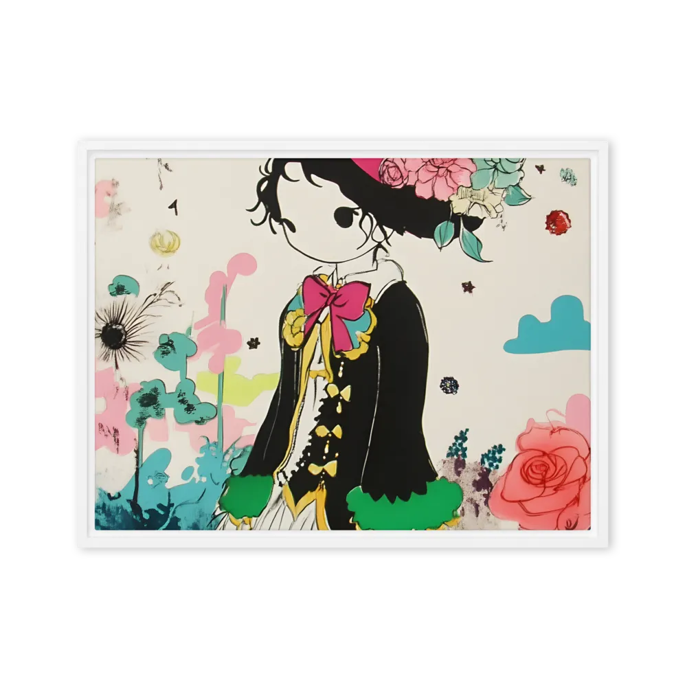 Whimsical Garden Reverie | Canvas with White Frame | 18″×24″
