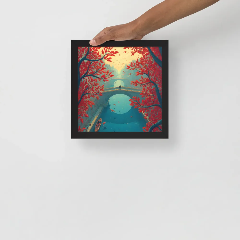 Crimson Canal 
 Poster with Black Frame | 10″x 10″