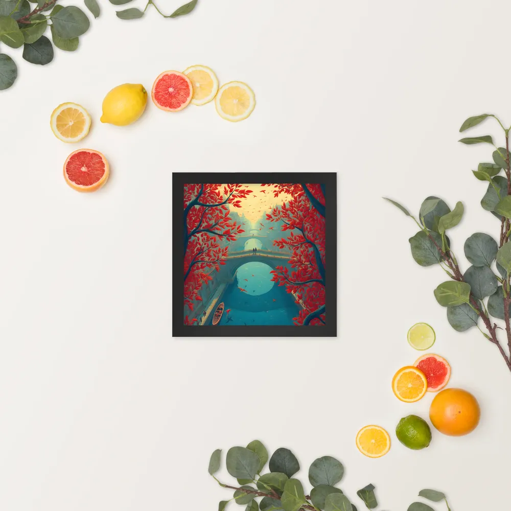 Crimson Canal 
 Poster with Black Frame | 10″x 10″