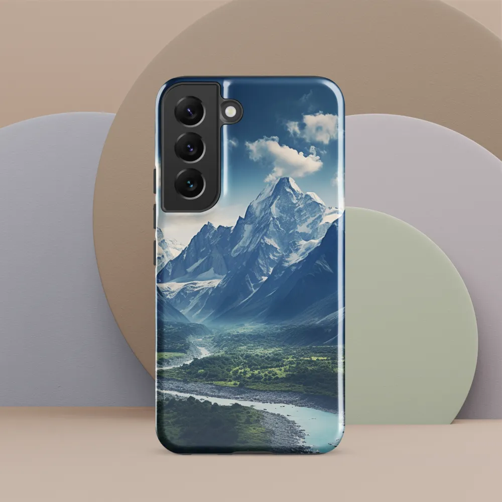 Majestic Serenity: A Landscape of Mountains and Rivers | Phone Case |  S22 | Tough Case | Glossy