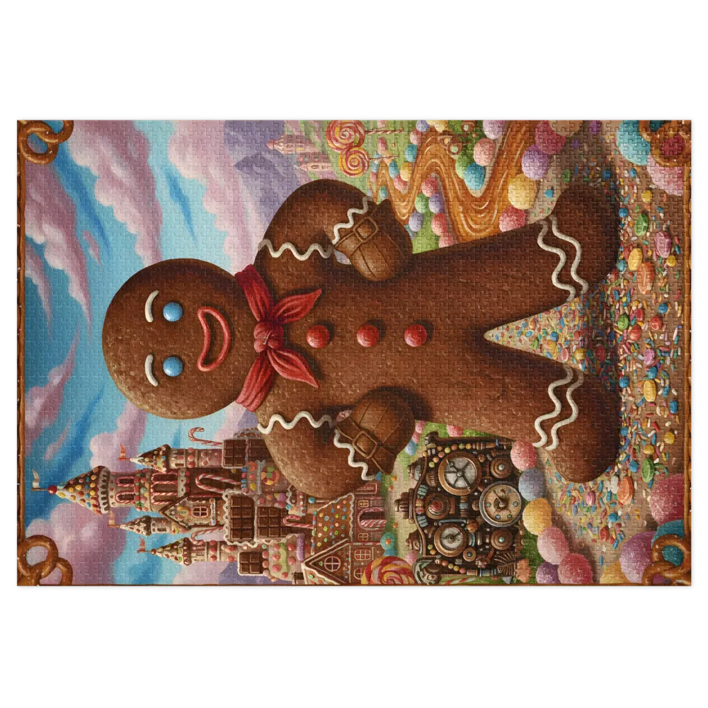 Gingerbread Man's Sweet Kingdom 
 Jigsaw Puzzle in Tin Box