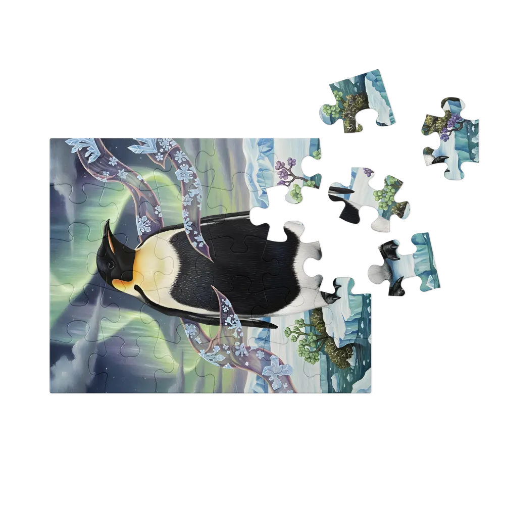 Emperor Under the Aurora 
 Jigsaw Puzzle in Tin Box