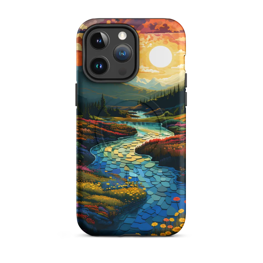 Serenity in Sunset: A Winding River's Embrace | Phone Case |  14 Pro Max | MagSafe® Tough Case | Matte