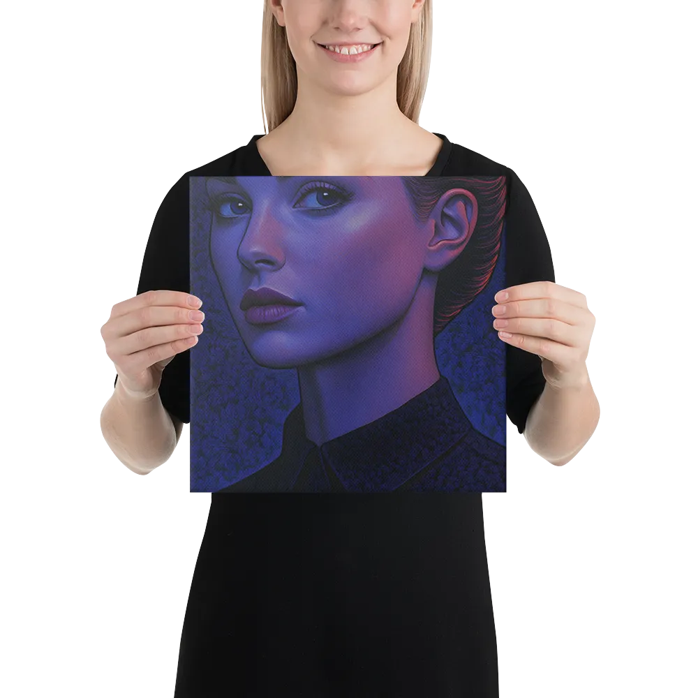 Ethereal Portrait in Blue and Red | Canvas | 12″×12″
