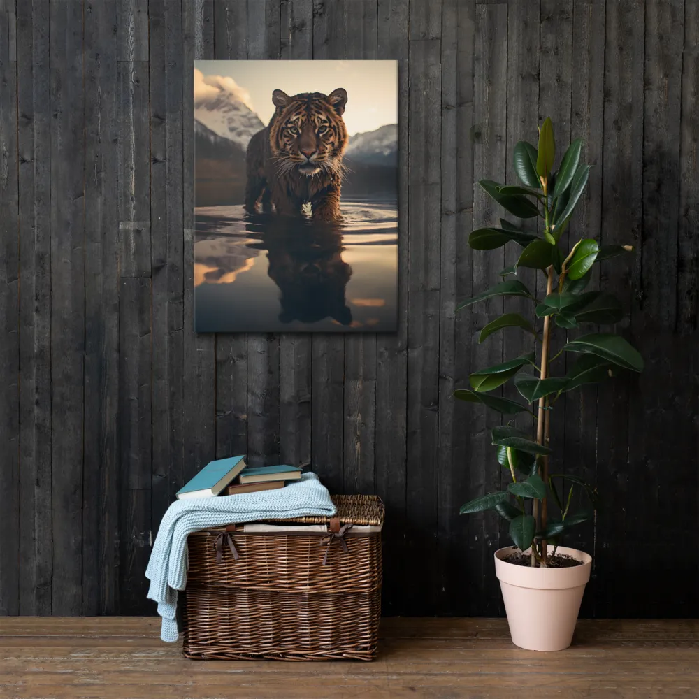 Majestic Reflection: The Tiger's Domain | Thin Canvas | 24″×32″