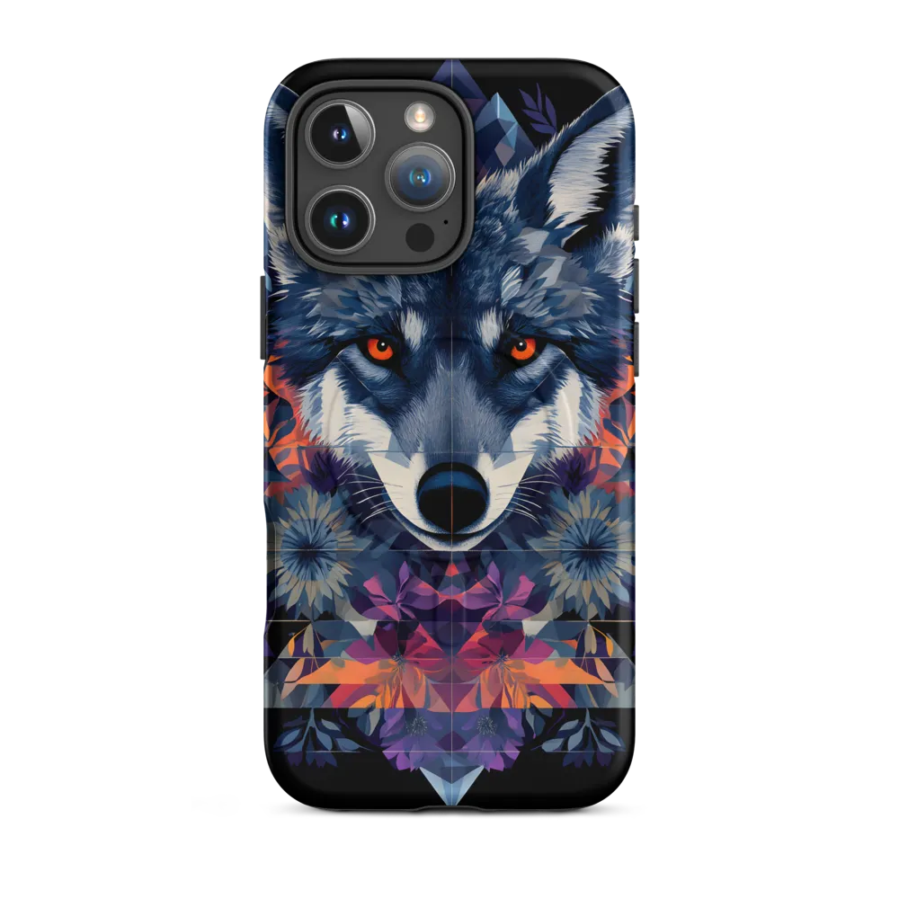 Mystical Wolf Amidst Floral Geometry