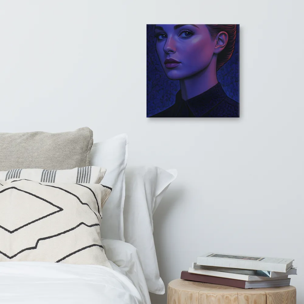 Ethereal Portrait in Blue and Red | Canvas | 16″×16″