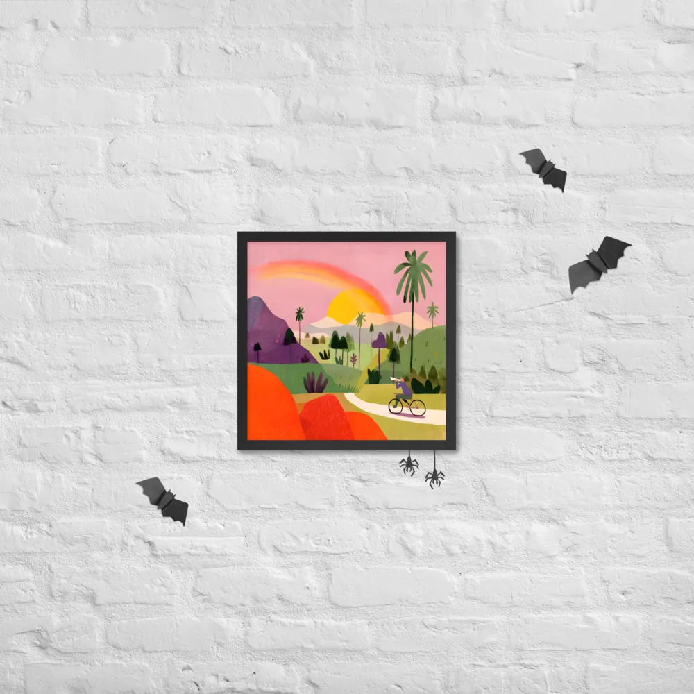 Sunlit Bicycle Ride 
 Poster with Black Frame | 16″x 16″